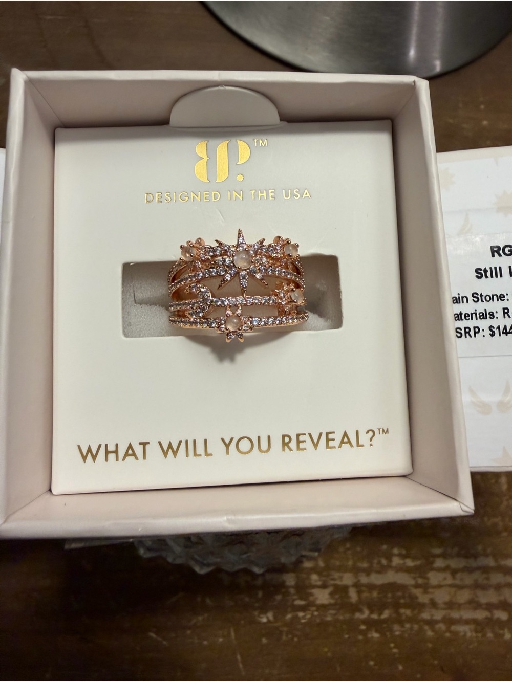 Rose Gold Starburst Pavé Multi-Band Ring